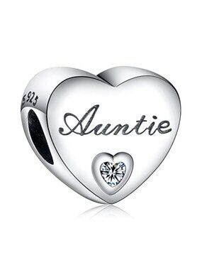 Sterling Silver Charm Bead Cubic Zirconia European Bracelet Necklace Fit